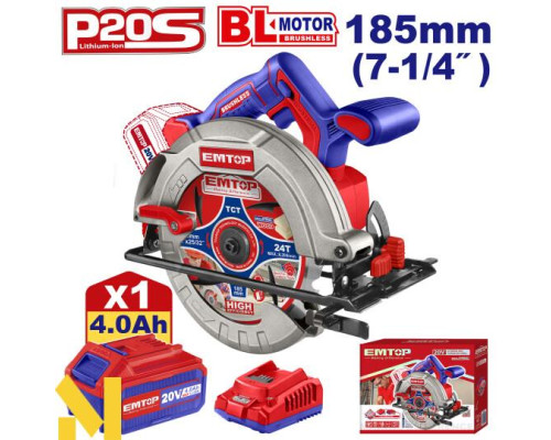 Пила дискова акумуляторна EMTOP ELCS18511