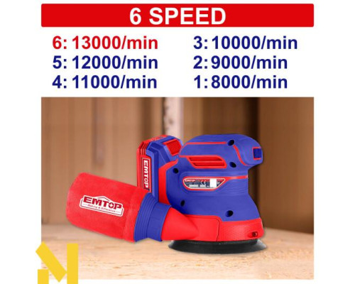 Шліфмашина ексцентрикова акумуляторна EMTOP ELROS2002 (без АКБ та ЗП)