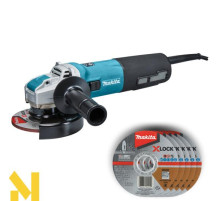 Болгарка (кутова шліфмашина) Makita X-LOCK GA5080RX02 + диски (E-00418)