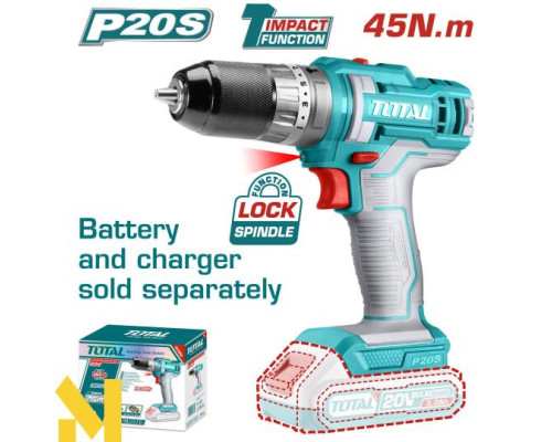 Дриль-шуруповерт ударний акумуляторний TOTAL TIDLI201455 (без АКБ та ЗП)