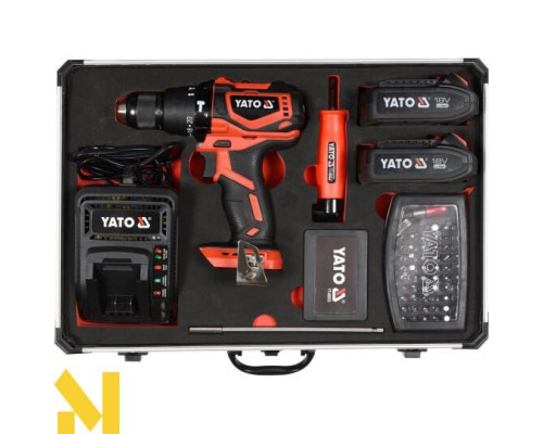 Дриль-шуруповерт акумуляторний Yato YT-44250 з комплектом аксесуарів