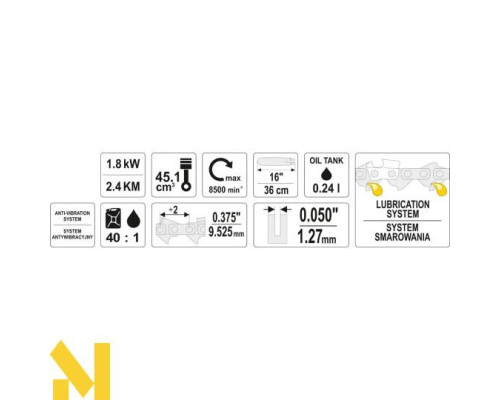 Бензопила YATO YT-84901