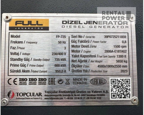Генератор дизельний FULL FP-725