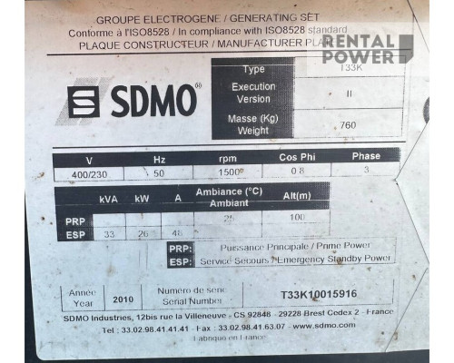 Генератор дизельний SDMO T33K (24кВт)