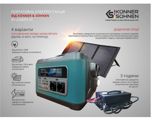 Зарядна станція Konner&Sohnen KS 2200PS-FC (2220 Вт·год / 2200 Вт)