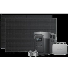Комплект енергонезалежності EcoFlow PowerStream - мікроінвертор 800W + зарядна станція Delta Max 2000 (2016 Вт·ч / 2400 Вт) + 2 x 400W стаціонарні сонячні панелі