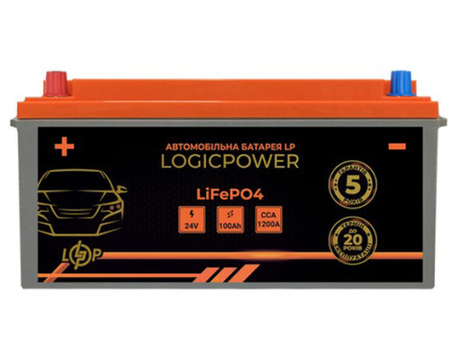 Автомобільний акумулятор Logicpower LiFePO4 BMS 1200 А, 25.6В, 100 Аг (24772)