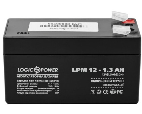 Акумулятор Logicpower AGM LPM 12 - 1.3 AH